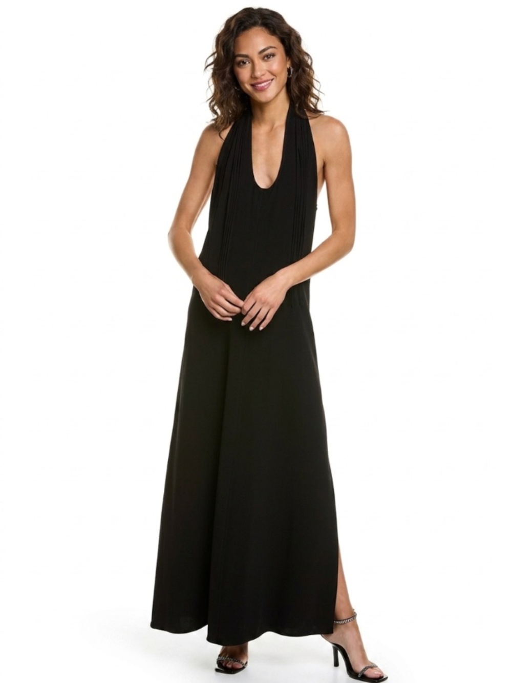 Proenza Schouler Black Draped Fringe Maxi Dress